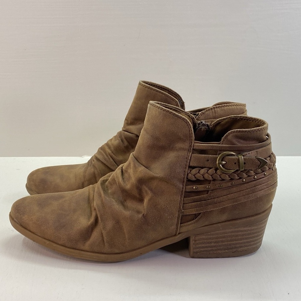BareTraps Brown Ankle Booties with Western-Inspired Design